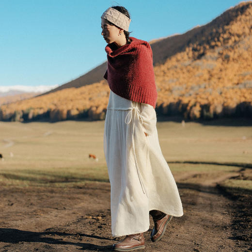 绽放898朵/红色螺纹花边保暖高领百搭套头针织围脖围巾 商品图1