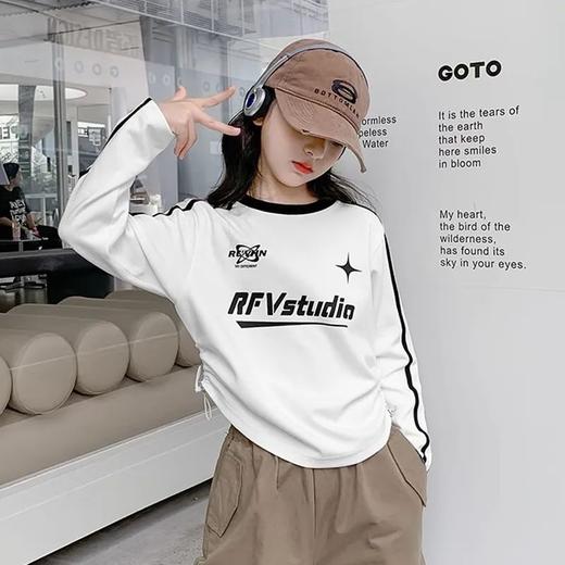 【潮酷百搭！健康舒适】女童t恤春秋款长袖圆领休闲时尚修身短款打底衫儿童洋气百搭上衣，显瘦时尚修身，洋气百搭，让孩子成为时尚焦点。ry 商品图4