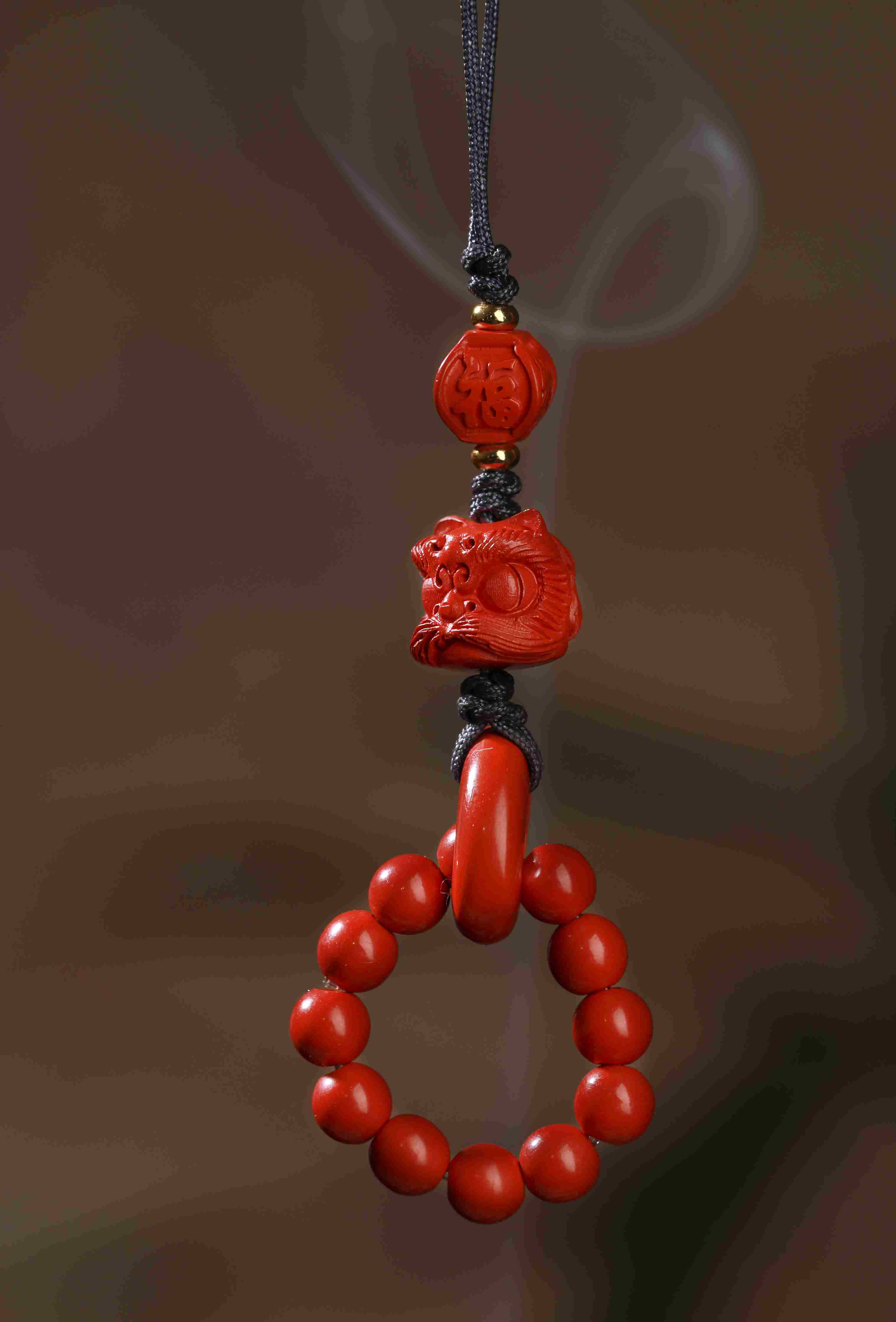 朱砂醒狮手机链