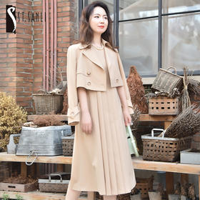圣三利女装春秋季中长款圆领无袖连衣裙SL121L29
