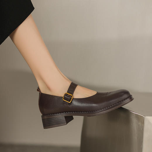 简约百搭，圆头单里猪里皮绒里兔毛头层牛皮乐福MD-M85-89 商品图2