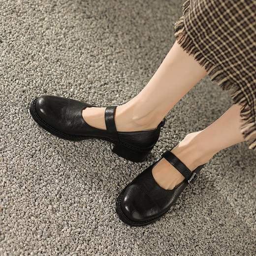 简约百搭，圆头单里猪里皮绒里兔毛头层牛皮乐福MD-M85-89 商品图8