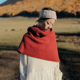 绽放898朵/红色螺纹花边保暖高领百搭套头针织围脖围巾