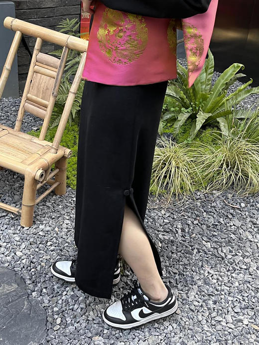 盛唐牡丹|羊毛一步裙侧开衩半裙 商品图3