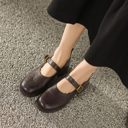 简约百搭，圆头单里猪里皮绒里兔毛头层牛皮乐福MD-M85-89 商品图3