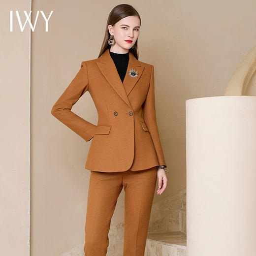 IWY/高级感卡其色西装套装秋冬款羊毛职业正装售楼部经理工作服CP1661 商品图2