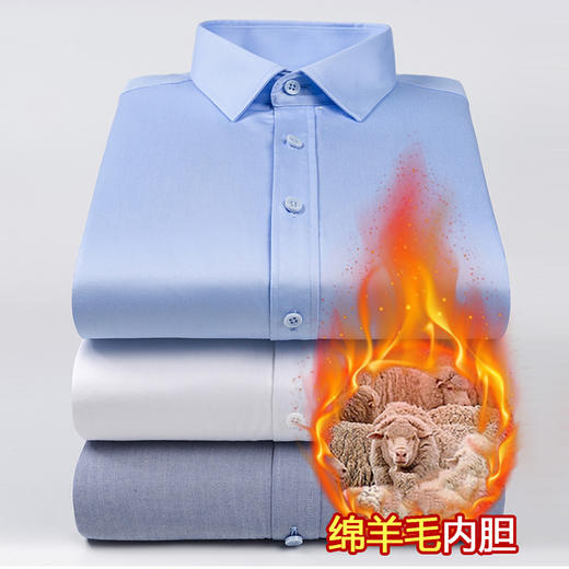 【羊毛内胆液氨免烫保暖衬衫（付款后3天左右发）】加厚通勤衬衣休闲长袖打底衫 商品图0