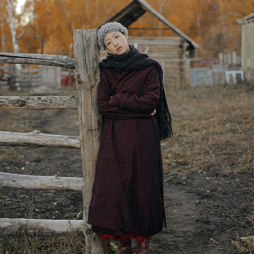 绽放891朵/短款新中式东方复古文艺棉服定制亚麻棉色织印花外套 商品图2