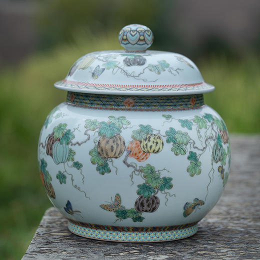 五彩描金瓜瓞连绵盖罐 商品图2