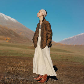 绽放891朵/短款新中式东方复古文艺棉服定制亚麻棉色织印花外套