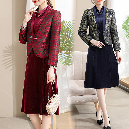 MC 23-70阔太太套装春秋外套连衣裙两件套 商品图0
