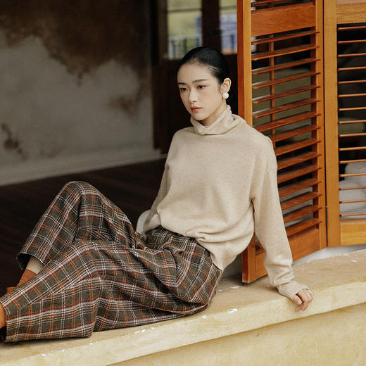 绽放790朵/100%山羊绒软糯亲肤堆堆高领宽松显瘦螺纹袖百搭打底衫 商品图2