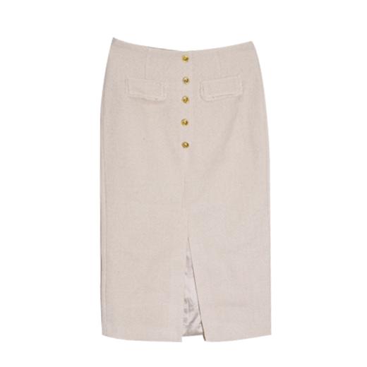 VIVIAN LIU薇薇安刘TR2354003秋女装新款高腰纽扣装饰前开叉半裙 商品图0