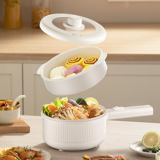 【煎炒炖煮 全系列料理锅】荣事达（Royalstar）电煮锅 家用多功能学生宿舍泡面电火锅蒸煮煎炒锅电热锅小电锅电炒锅带蒸笼DZG16A 商品图4