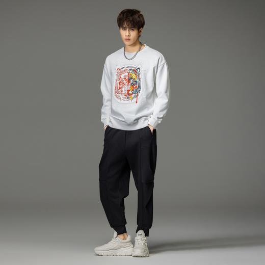PINLI品立秋季新品烫钻圆领卫衣男士潮牌老虎头宽松长袖上衣BV233109029 商品图4