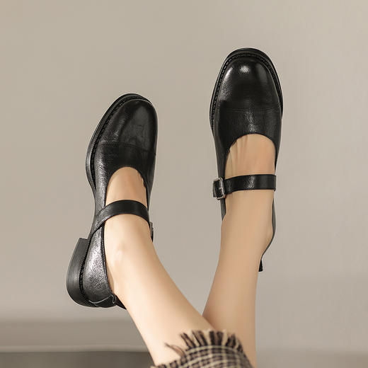 简约百搭，圆头单里猪里皮绒里兔毛头层牛皮乐福MD-M85-89 商品图10