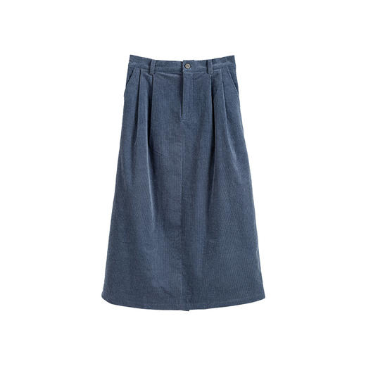 绽放877朵/高级复古文艺光泽感细腻灯芯绒捏褶显瘦双层加厚半身裙 商品图3