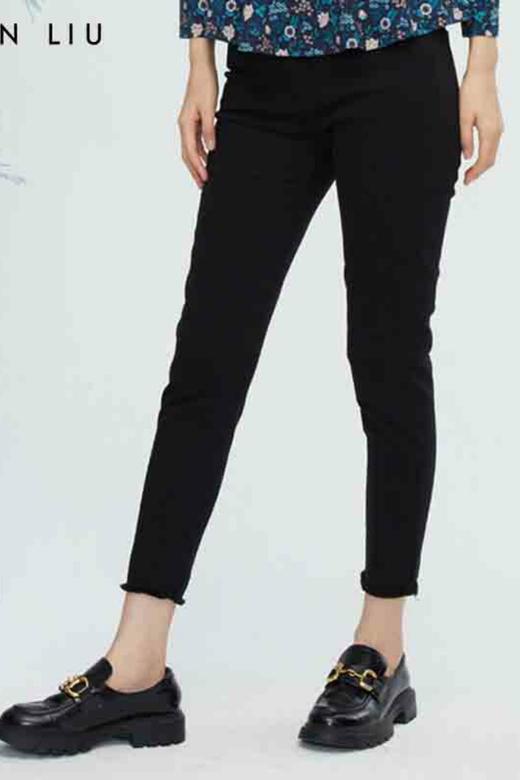 VIVIAN LIU薇薇安刘R2355003秋女装新款插兜显瘦脚口毛边锥形长裤 商品图5
