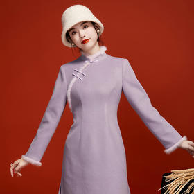 冬季新款，中国风日常改良旗袍毛呢连衣裙OY-230582