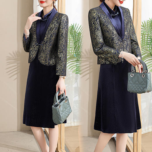 MC 23-70阔太太套装春秋外套连衣裙两件套 商品图2