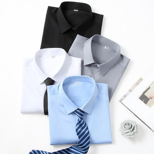 【竹纤维弹力免烫长袖衬衫】长袖内搭弹力衬衫通勤修身上衣 商品图6