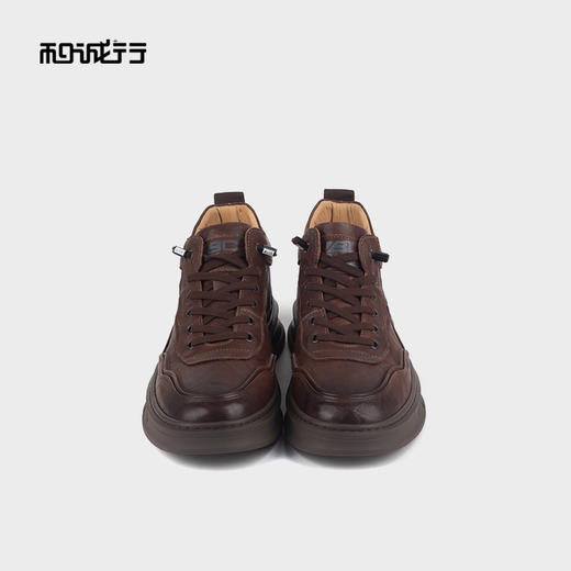 和诚行 2023秋冬新款真皮休闲皮鞋男鞋舒适厚底薄绒休闲鞋0930201 商品图2