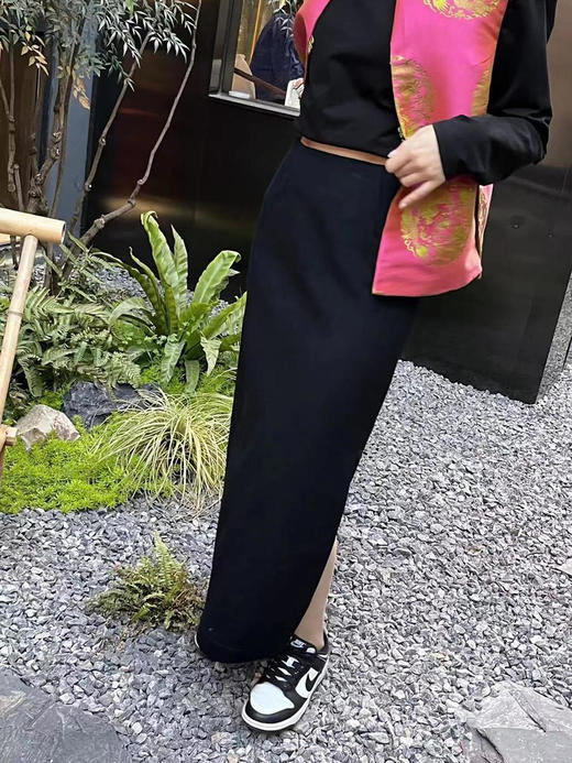 盛唐牡丹|羊毛一步裙侧开衩半裙 商品图2