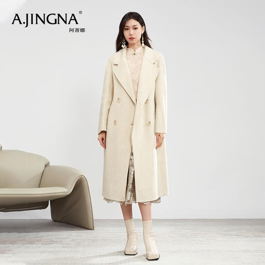 【商城同款】阿菁娜秋冬时尚温柔羊毛蚕丝大衣F30D211075 商品图4