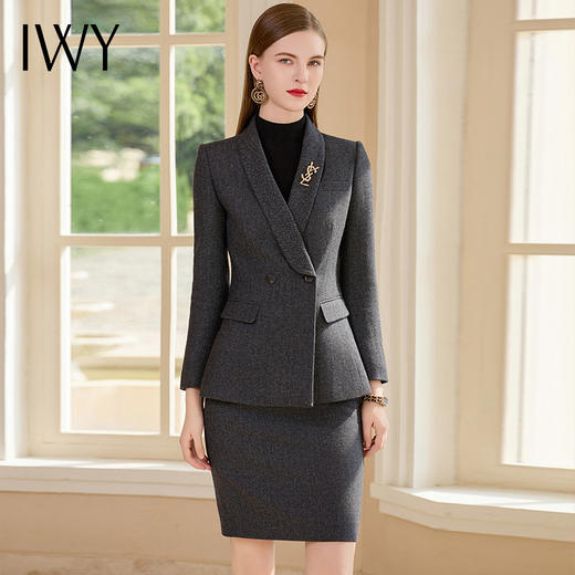 IWY/秋冬款西装套裙女加厚羊毛职业裙装时尚售楼部工作服CS1907 商品图1