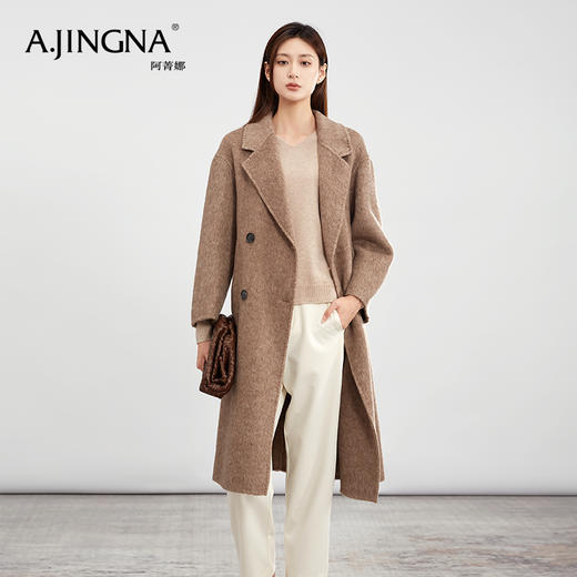 【商城同款】阿菁娜秋冬时尚温柔羊毛蚕丝大衣F30D211075 商品图5