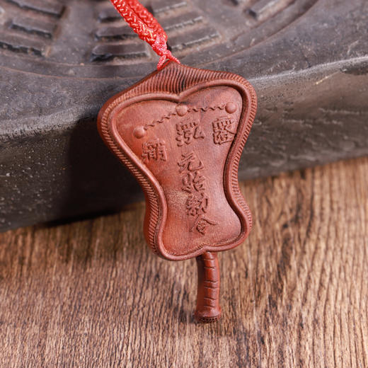 雷击枣木五明扇吊坠，挂件，精雕工艺 商品图5