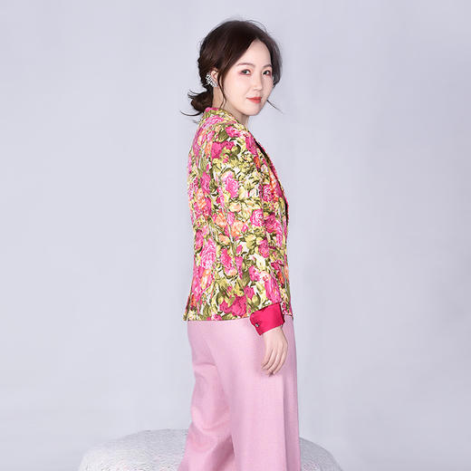 圣三利女装  时尚气质多彩玫瑰印花西装外套SL121A12 商品图1