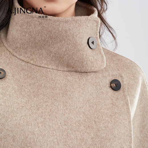 【商城同款】阿菁娜两用领型时尚百搭经典廓形羊毛羊绒大衣F30D211053 商品图4