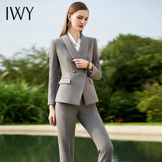 IWY/高级感加厚灰色西装套装女修身时尚英伦风面试正装商务经理工作服CP1473 商品图1