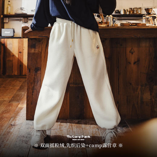 马登女装美式加绒摇粒绒休闲卫裤秋冬束脚针织保暖长裤运动直筒裤 商品图2