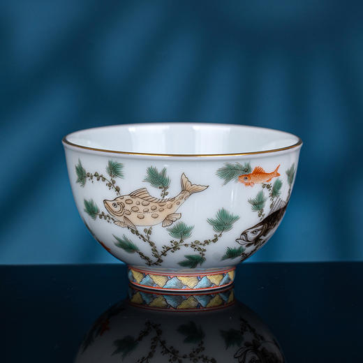 五彩描金鱼藻纹杯 商品图2