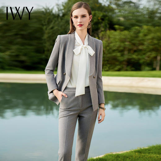 IWY/高级感加厚灰色西装套装女修身时尚英伦风面试正装商务经理工作服CP1473 商品图3
