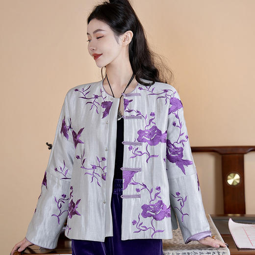 新中式复古国风，改良式唐装棉衣禅意国潮刺绣宽松款民族风外套OG-9590 商品图1