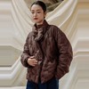 绽放786朵/新中式盘扣系带绗缝不对称圆领咖啡色轻薄短款羽绒服 商品缩略图1