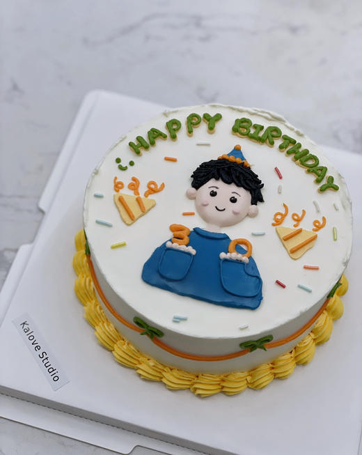 简约可爱手绘男孩生日蛋糕（可定制） 商品图0