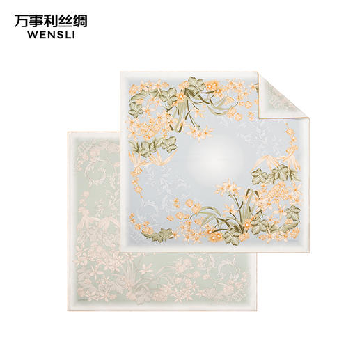 万事利“清风雅韵”88厘米双面印花大方巾 商品图1