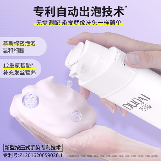 【遮白发】新款多爱染发剂 慕斯泡泡沫膏植物提取 自己在家遮白发 男女可用 泵头设计，无梳子 商品图3