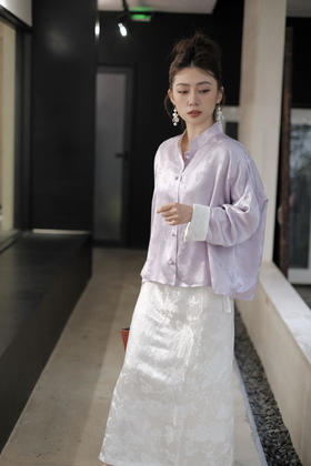 微瑕秒杀| 盛唐牡丹 |真丝蝴蝶双面穿外套 紫色 (不夹棉) [特价品](特殊商品不退不换)