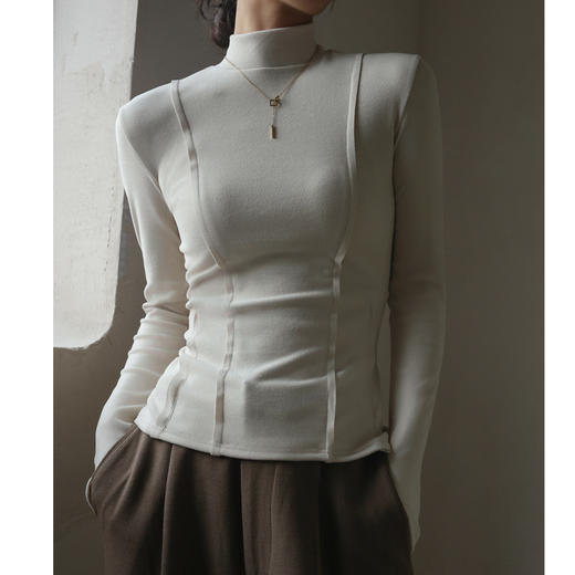 秋冬爆款【羊绒蚕丝蛋白打底上衣】半高领德绒打底衫  修身长袖内搭  百搭正肩版型 商品图7