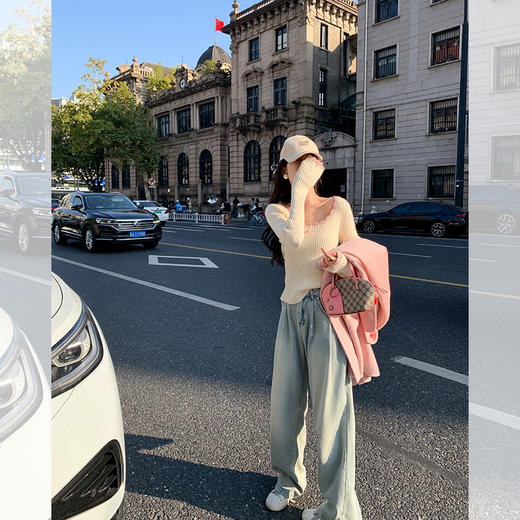 <曾小咸推荐>【纯欲辣妹】杏色大圆领打底衫 商品图3