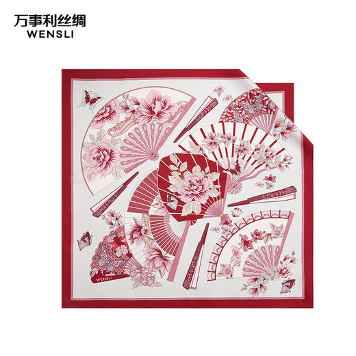 万事利“扇解人意”88厘米双面印花大方巾 商品图2
