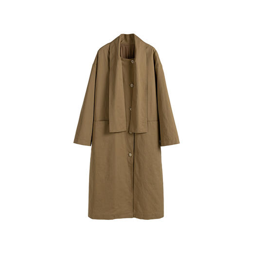 绽放844朵/软壳宇航绒棉服卡其色自发热棉服长款围巾领型风衣外套 商品图3