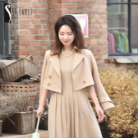 圣三利女装春秋季纯色西装领短款风衣SL121A29
