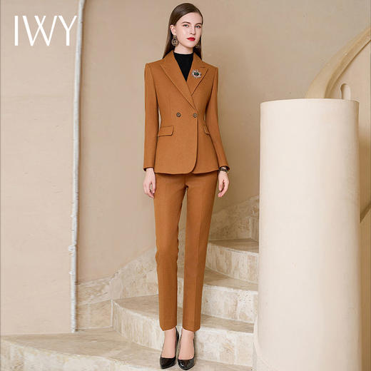 IWY/高级感卡其色西装套装秋冬款羊毛职业正装售楼部经理工作服CP1661 商品图0