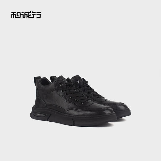 和诚行 2023秋冬新款真皮休闲皮鞋男鞋舒适厚底薄绒休闲鞋0930201 商品图4